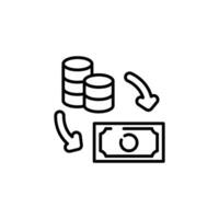 paper money convert to coin outline icon design good for web or mobile app vector
