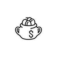 jar full of coins outline icon design good for web or mobile app vector