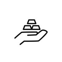 gold bar in hand outline icon design good for web or mobile app vector