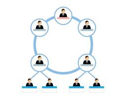 Organization Chart Infographics with People Icon and Abstract Line, vector