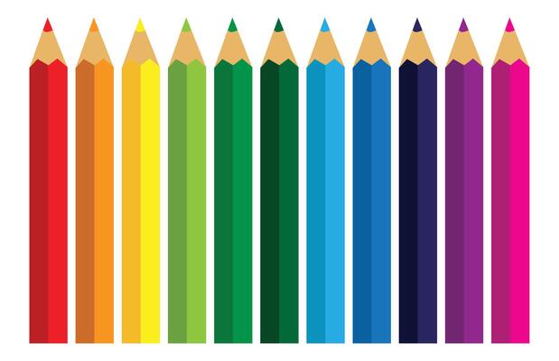 Colour pencils on white background, Back to school,