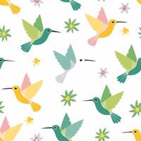 simple illustration Seamless Pattern Cute Hummingbird vector