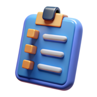 3D Render of a Checklist App Icon Blue Task List for Organization and Productivity png