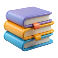 pilha do três colorida livros com favoritos perfeito para Educação ou Aprendendo conceitos png