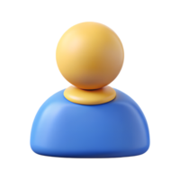 Abstract 3D Render of a Simple User Icon Blue and Yellow Profile Avatar for Website or App png