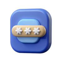 3D Render of a Password Protected App Icon with Blue and Beige Color Scheme png