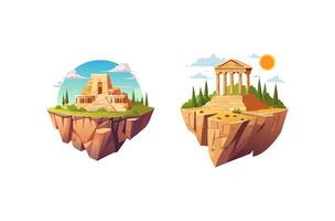 The ruins of an ancient civilization lie atop the cliff vector