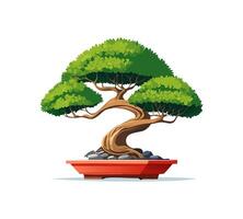 A massive bonsai-like tree grows from the edge vector