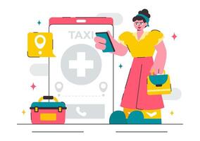 Mobile App Based Emergency Taxi Service with Location Marker and Call Feature vector