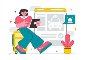 Emergency Taxi Booking Service with Smartphone Navigation Interface vector
