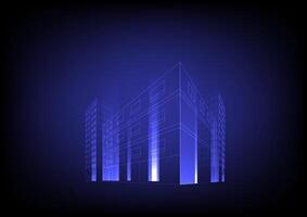 Abstract background with futuristic building tower vector