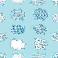 Seamless pattern with hand drawn doodle clouds. vector