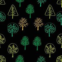 Seamless pattern with hand drawn trees. vector
