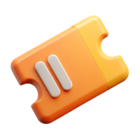 Orange and Yellow 3D Rendered Ticket Stub Icon Perfect for Mobile Apps and Websites png