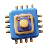 3D Render of a Stylish Blue and Beige Microchip with a Central Button png