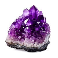Amethyst crystal cluster in a transparent background png