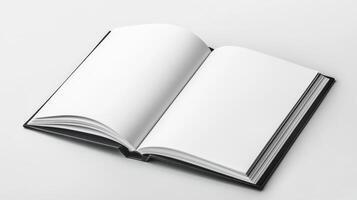 Open Blank Book On White Background Clean Minimalist Design photo