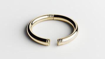 Gold Minimalist Bangle Bracelet On White Background photo