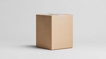 Light Brown Cardboard Box On White Background photo