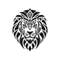 Tribal Lion Head with Intricate Patterns Logo Concept png