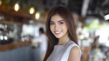 Smiling Young Person In A Cafe photo