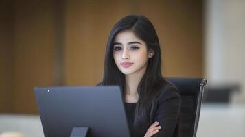 Confident Young Professional At Desk In Modern Office photo