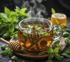 Refreshing Herbal Tea with Honey and Mint photo