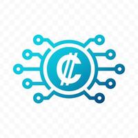 illustration of Colon digital currency icon in blue color vector