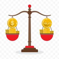 Illustration of dollar currency scale with Tunisian Dinar currency. Simple design vector