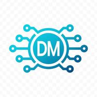 illustration of deutsche mark digital currency icon in blue color vector