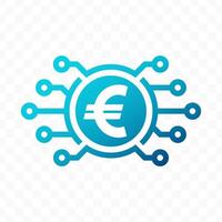 illustration of Euro digital currency icon in blue color vector