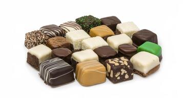 Artisan Chocolate Collection A Flat Lay of Assorted Flavors photo