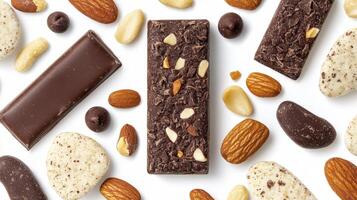 Assorted Chocolate Bars and Nuts photo