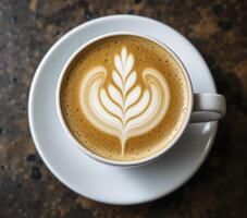 Latte Art Coffee Drink Overhead photo