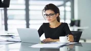 Professional Woman Working At Desk photo
