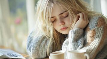 Young Woman Relaxing In Sweater photo