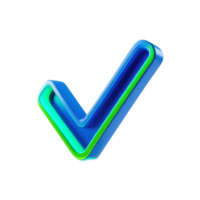 Clean 3D render of a check mark icon in cutout style, featuring a bold, modern design with smooth edges and a polished finish png