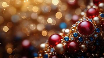 Colorful Gemstones and Pearls Create a Sparkling Display in a Luxurious Setting photo