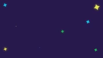 Animated dark background with shining colorful stars. Loop animation. Suitable for wallpaper, presentations, comics, etc. video