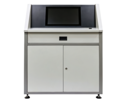 User-friendly kiosk with a touchscreen interface on a transparent background png