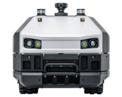Front view of a compact robotic vehicle on a transparent background png
