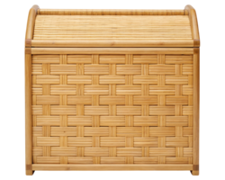 Woven storage box with a flip-top lid for easy access on a transparent background png