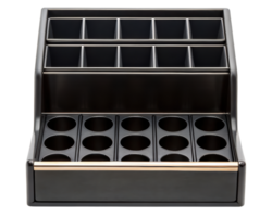 Multi-tiered display stand for showcasing small items on a transparent background png