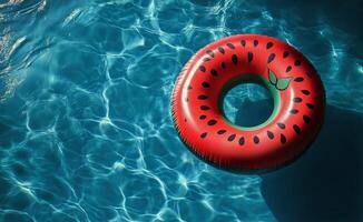 Bright Watermelon Pool Float Floats on Crystal Clear Water on a Sunny Day photo