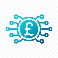 illustration of UK Pound digital currency icon in blue color vector