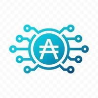 illustration of Argentine austral digital currency icon in blue color vector