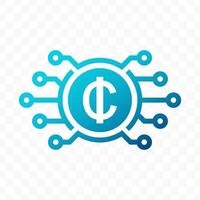 illustration of Ghanaian cedi digital currency icon in blue color vector