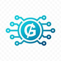 illustration of Guarani digital currency icon in blue color vector