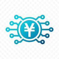 illustration of China Yuan digital currency icon in blue color vector