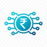 illustration of Rupee digital currency icon in blue color vector